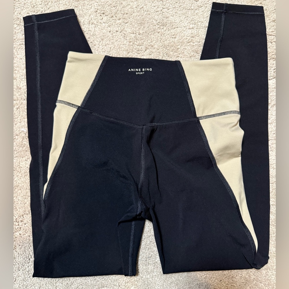 Anine Bing Sport Black and Cream Leggings